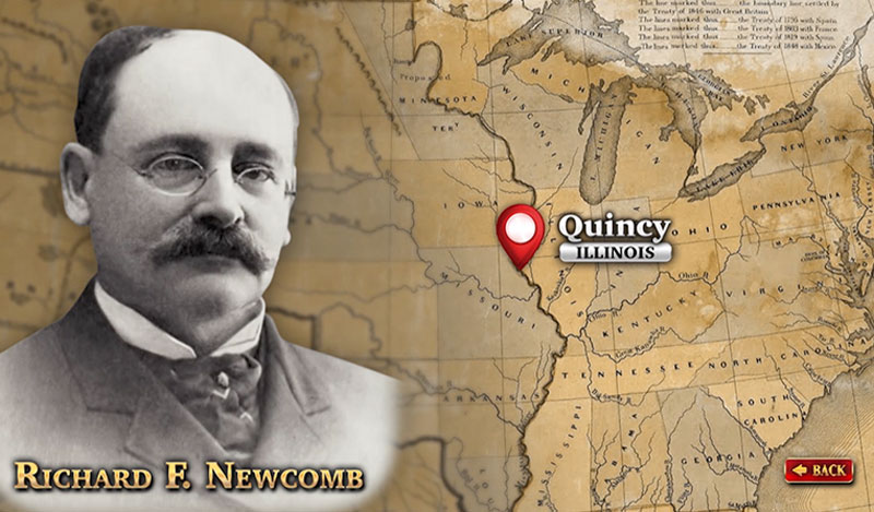 The Historical Society of Quincy and Adams County Illinois - touch screen video – “The Newcomb Building”, photo of Richard F. Newcomb