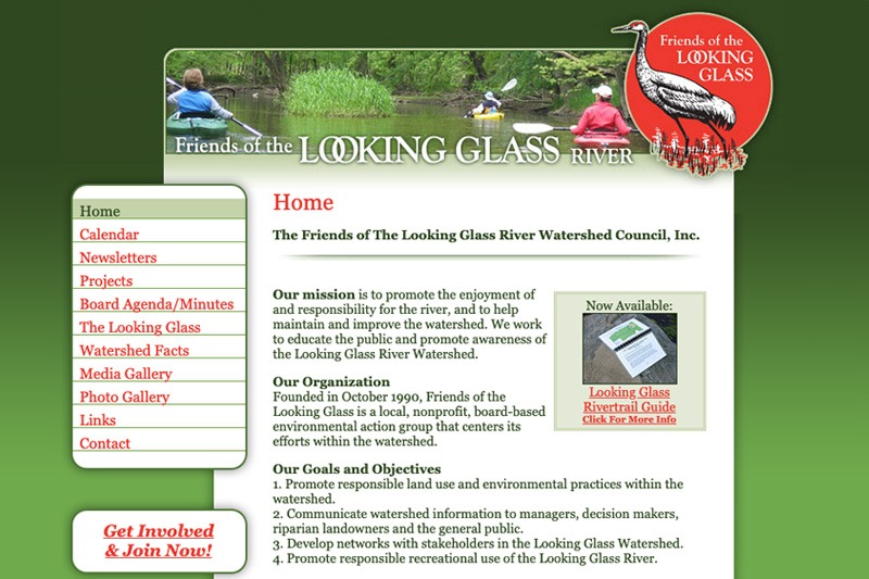 Friends of the Looking Glass River – Home page, designed by Future Media Corporation