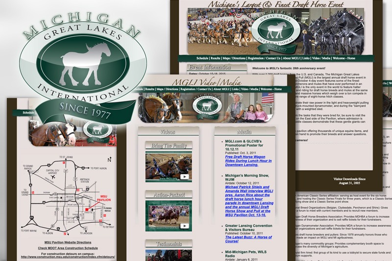 MGLI.org website - The Michigan Great Lakes International Draft Horse Show and Pull, designed by Future Media Corporation