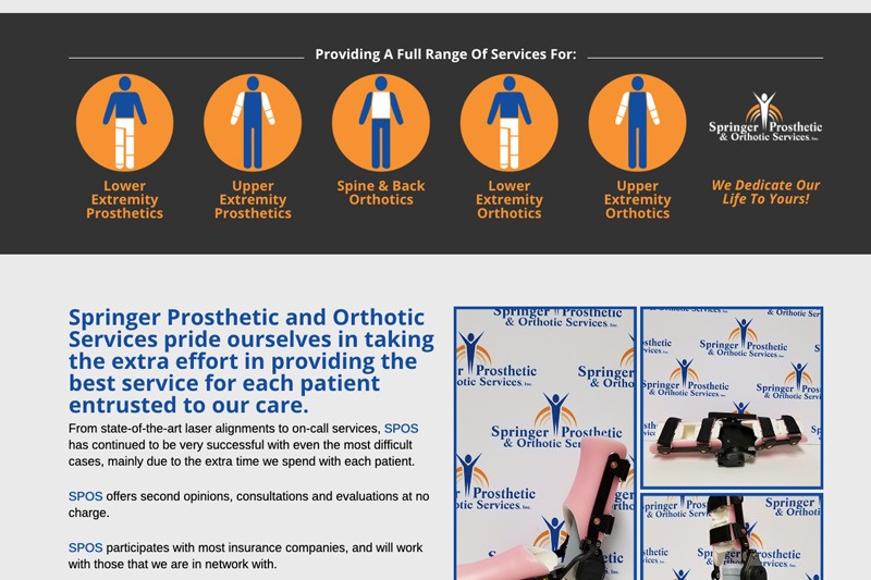 Springer Prosthetics Website, designed by Future Media Corporation